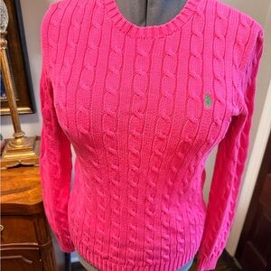 Ralph Lauren Bright Pink Cable Knit Sweater